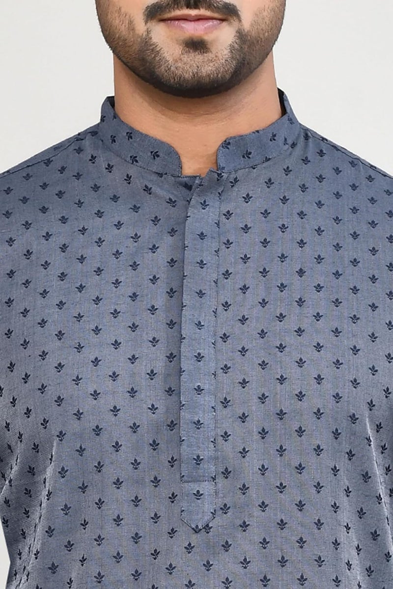 POLY2FAB Hathkargha Men's Art Silk Designer Printed Kurta with Mandarin Collar and Full Sleeves - Image 5